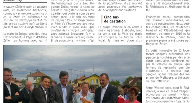 L’éco-quartier Adrien-Zeller sort de terre - L'ALSACE 28 avril 2015